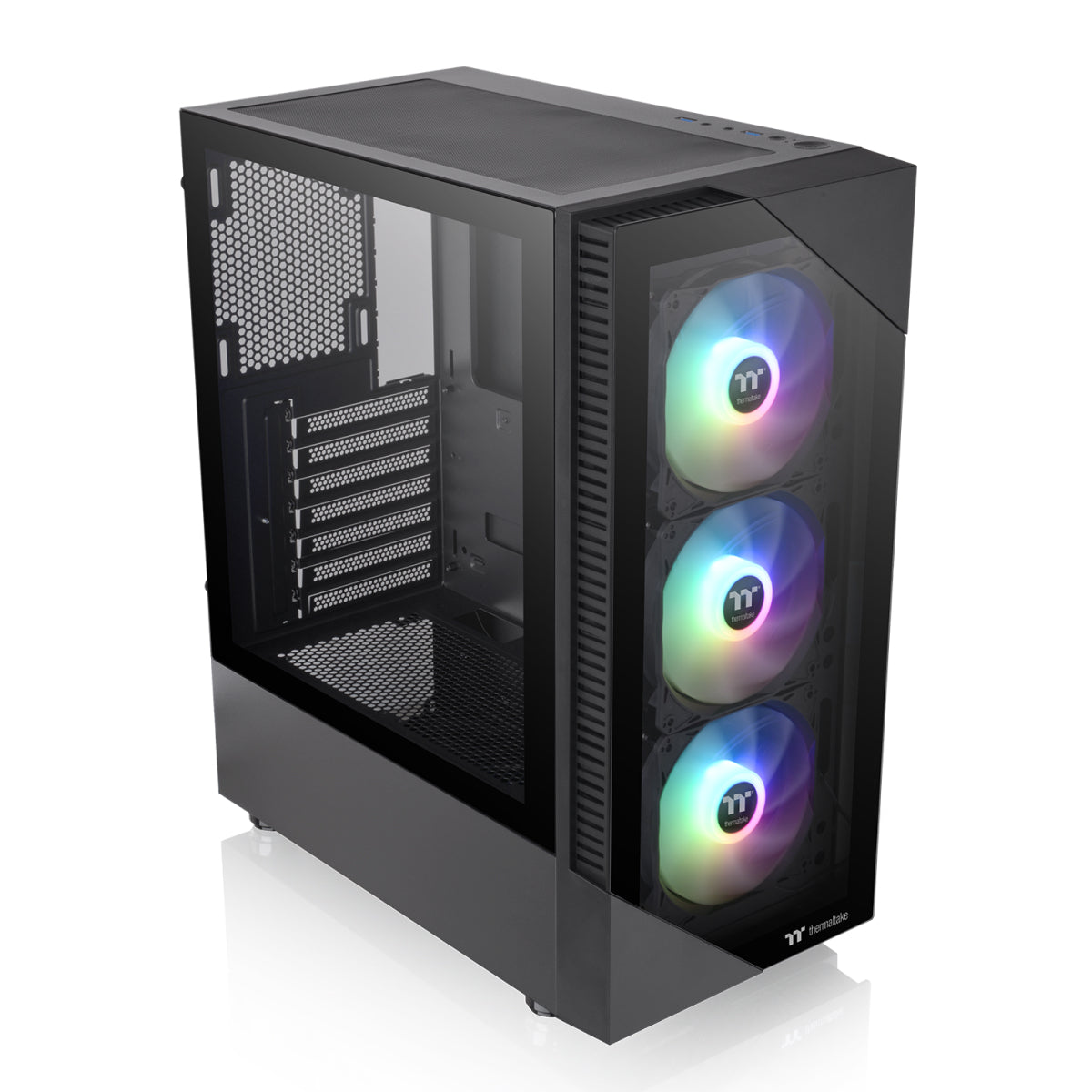 Thermaltake View 200 TG ARGB Case PC Mid-Tower Bianco - Vetro Temperato, 3 Ventole ARGB 120mm Preinstallate, Sync RGB Con ASUS, MSI, Gigabyte
